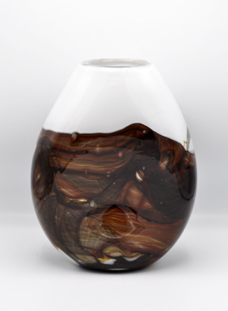 Loranto + Earth, vaas bruin-grijs, plat hoog